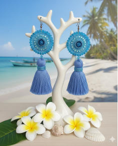 Háčkované  dizajnové náušnice "Dotyk Maurícia"